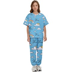 Sky Pattern Kids  T-shirt And Pants Sports Set by Apen