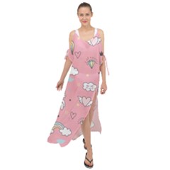 Cute Unicorn Seamless Pattern Maxi Chiffon Cover Up Dress by Apen