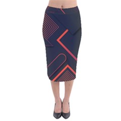 Gradient Geometric Shapes Dark Background Design Velvet Midi Pencil Skirt by Apen