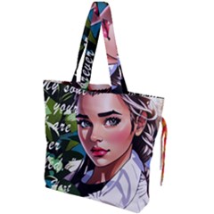 Love Quotes Design Drawstring Tote Bag by TShirt44