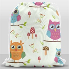 Forest Seamless Pattern With Cute Owls Drawstring Bag (large) by Apen