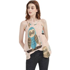 Seamless Pattern Owls Dream Cute Style Pajama Fabric Flowy Camisole Tank Top by Apen