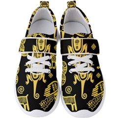 Mexican Culture Golden Tribal Icons Men s Velcro Strap Shoes by Apen