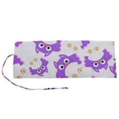 Purple Owl Pattern Background Roll Up Canvas Pencil Holder (s) by Apen