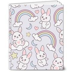 Seamless Pattern With Cute Rabbit Character 8  X 10  Hardcover Notebook by Apen