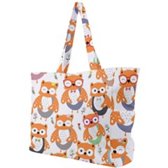 Cute Colorful Owl Cartoon Seamless Pattern Simple Shoulder Bag by Apen