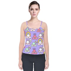Cloud Seamless Pattern Velvet Spaghetti Strap Top by Apen