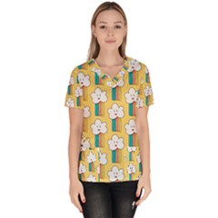 American Golden Ancient Totems Women s V-neck Scrub Top by Apen