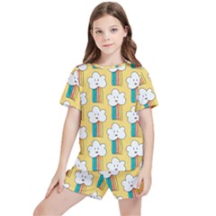 American Golden Ancient Totems Kids  T-shirt And Sports Shorts Set by Apen
