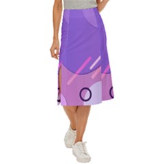 Hand Drawn Abstract Organic Shapes Background Midi Panel Skirt by Apen