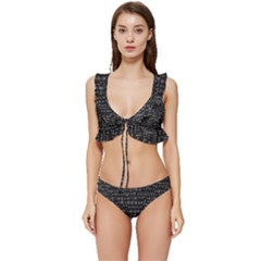 Math Equations Formulas Pattern Low Cut Ruffle Edge Bikini Set by Ravend