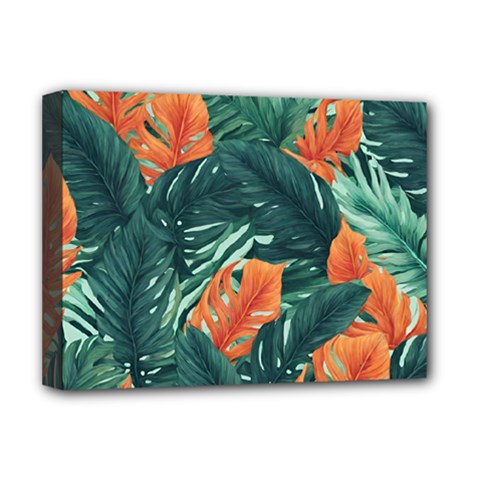 Green Tropical Leaves Deluxe Canvas 16  X 12  (stretched)  by Jack14