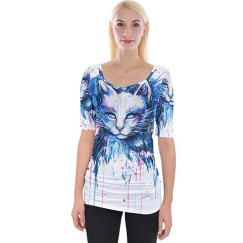 Cat Wide Neckline T-shirt by saad11