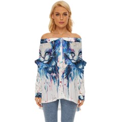 Cat Off Shoulder Chiffon Pocket Shirt by saad11