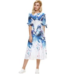Cat Bow Sleeve Chiffon Midi Dress by saad11