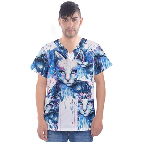 Cat Men s V-neck Scrub Top by saad11
