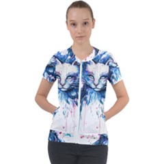 Cat Short Sleeve Zip Up Jacket by saad11
