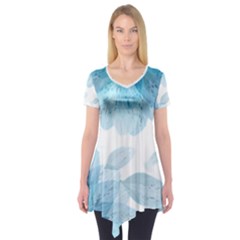 Blue-flower Short Sleeve Tunic  by saad11