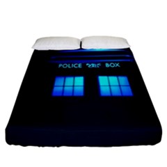 Blue Tardis Doctor Who Police Call Box Fitted Sheet (california King Size) by Cendanart