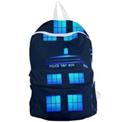 Blue Tardis Doctor Who Police Call Box Foldable Lightweight Backpack by Cendanart