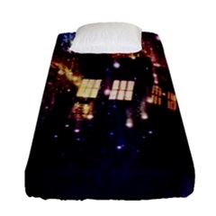 Tardis Regeneration Art Doctor Who Paint Purple Sci Fi Space Star Time Machine Fitted Sheet (single Size) by Cendanart