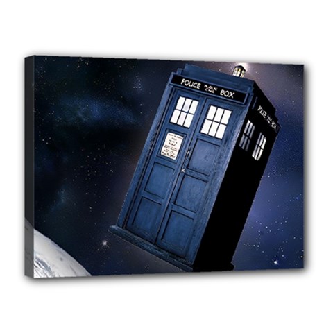 Tardis Doctor Who Planet Canvas 16  X 12  (stretched) by Cendanart