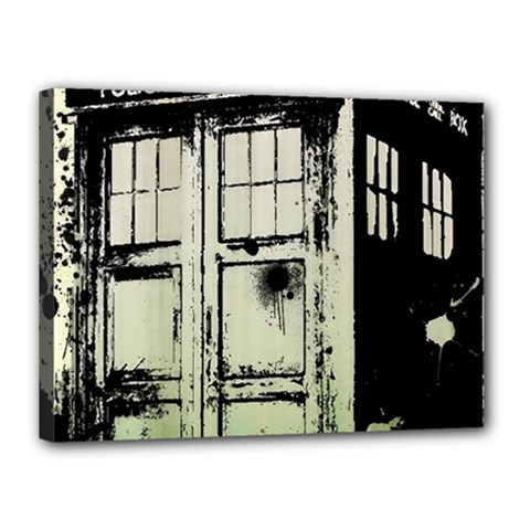 Doctor Who Tardis Canvas 16  X 12  (stretched) by Cendanart