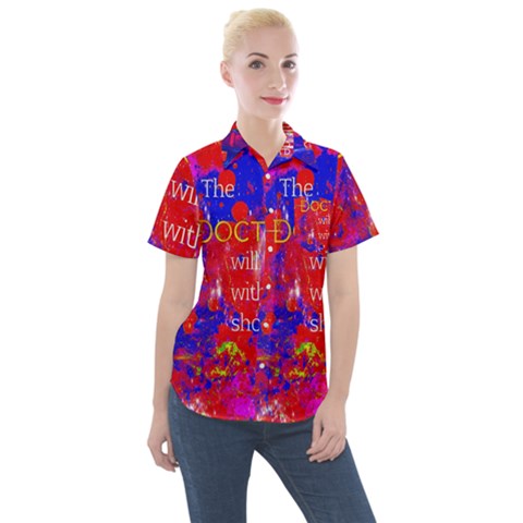 Doctor Who Dr Who Tardis Women s Short Sleeve Pocket Shirt by Cendanart