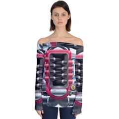 Car Engine Off Shoulder Long Sleeve Top by Ket1n9