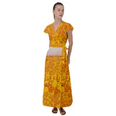Beer Alcohol Drink Drinks Flutter Sleeve Maxi Dress by Ket1n9