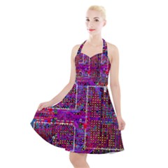 Technology Circuit Board Layout Pattern Halter Party Swing Dress  by Ket1n9