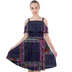 Cad Technology Circuit Board Layout Pattern Cut Out Shoulders Chiffon Dress by Ket1n9