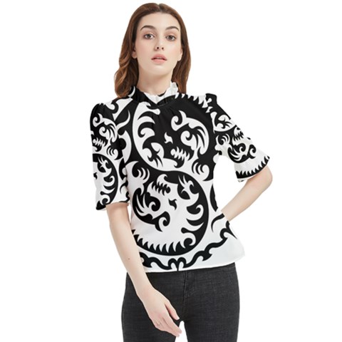 Ying Yang Tattoo Frill Neck Blouse by Ket1n9