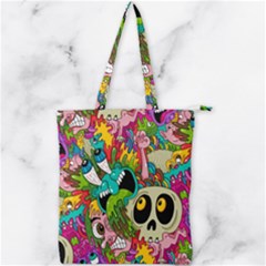 Crazy Illustrations & Funky Monster Pattern Double Zip Up Tote Bag by Ket1n9