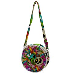 Crazy Illustrations & Funky Monster Pattern Crossbody Circle Bag by Ket1n9