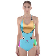 Cat Animals Cartoon Pattern Cut-out One Piece Swimsuit by Cendanart