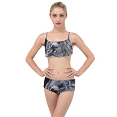 Angry Male Lion Roar Wild Animal Layered Top Bikini Set by Cendanart