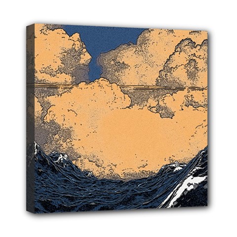 Wave Aesthetic Ocean Retro Sea Vintage Mini Canvas 8  X 8  (stretched) by Cendanart