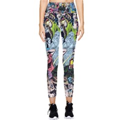 Vintage Horror Collage Pattern Pocket Leggings  by Ket1n9
