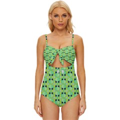 Alien Pattern- Knot Front One-piece Swimsuit by Ket1n9