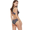 Alien Patterns Vector Graphic Low Cut Ruffle Edge Bikini Set View3