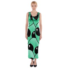 Art Alien Pattern Fitted Maxi Dress by Ket1n9