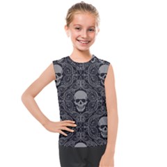 Dark Horror Skulls Pattern Kids  Mesh Tank Top by Ket1n9