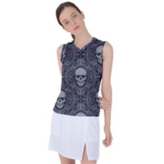 Dark Horror Skulls Pattern Women s Sleeveless Sports Top by Ket1n9