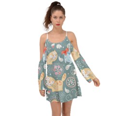 Cute Cat Background Pattern Boho Dress by Ket1n9