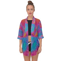 Abstract Fantastic Ractal Gradient Open Front Chiffon Kimono by Ket1n9