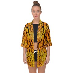 Yellow Chevron Zigzag Pattern Open Front Chiffon Kimono by Ket1n9
