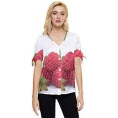 Fruit Healthy Vitamin Vegan Bow Sleeve Button Up Top by Ket1n9