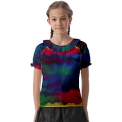 Watercolour Color Background Kids  Frill Chiffon Blouse by Ket1n9