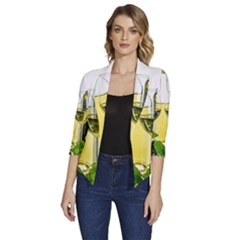 White Wine Red Wine The Bottle Women s Draped Front 3/4 Sleeve Shawl Collar Jacket by Ket1n9